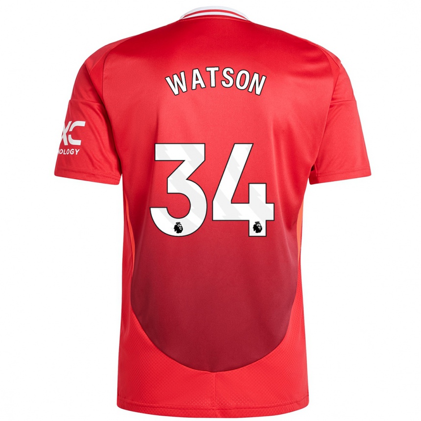 Niño Fútbol Camiseta Emma Watson #34 Rojo Brillante 1ª Equipación 2024/25 Perú