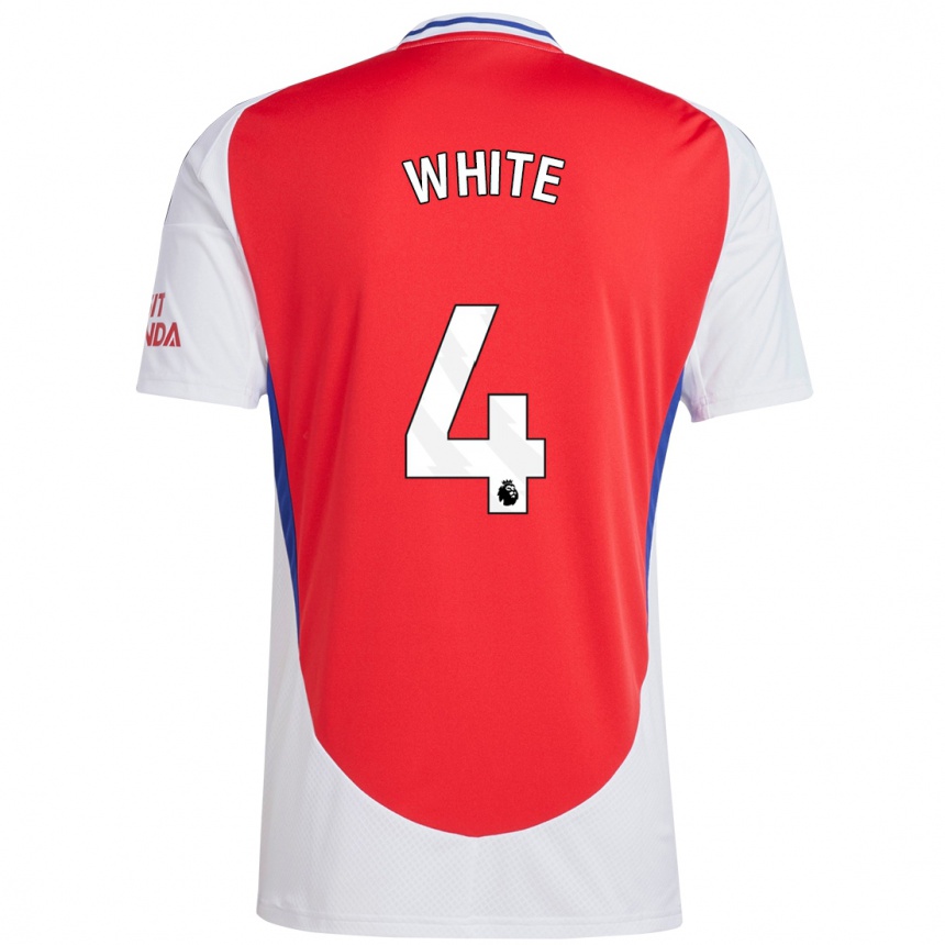 Niño Fútbol Camiseta Ben White #4 Rojo Blanco 1ª Equipación 2024/25 Perú