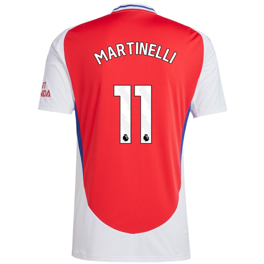 Niño Fútbol Camiseta Gabriel Martinelli #11 Rojo Blanco 1ª Equipación 2024/25 Perú