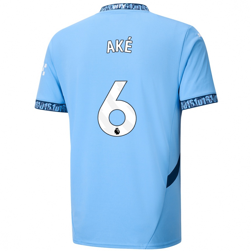 Niño Fútbol Camiseta Nathan Ake #6 Azul Marino 1ª Equipación 2024/25 Perú