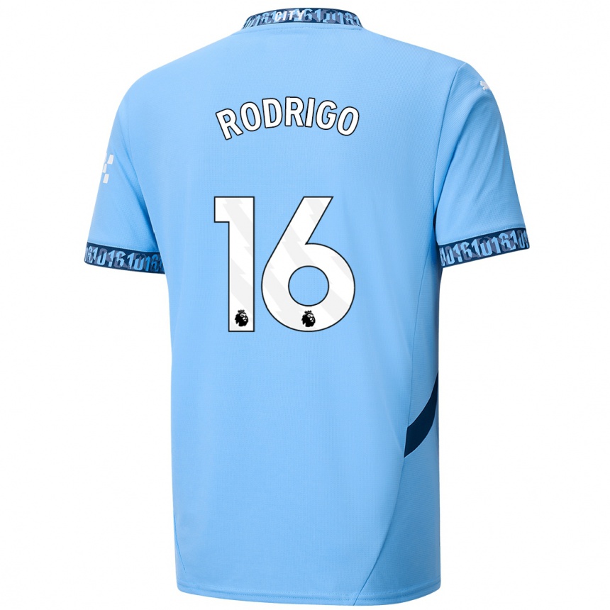 Niño Fútbol Camiseta Rodrigo Hernandez #16 Azul Marino 1ª Equipación 2024/25 Perú