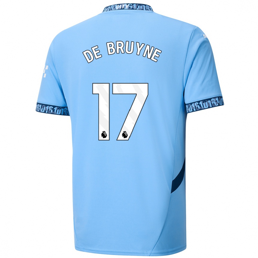 Niño Fútbol Camiseta Kevin De Bruyne #17 Azul Marino 1ª Equipación 2024/25 Perú