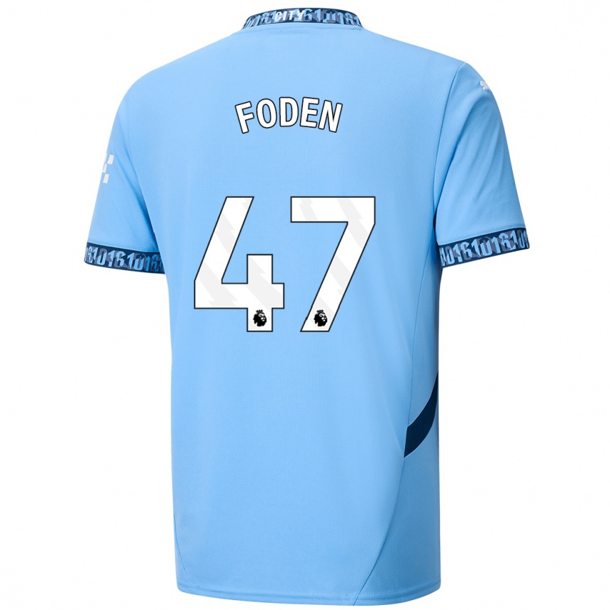 Niño Fútbol Camiseta Phil Foden #47 Azul Marino 1ª Equipación 2024/25 Perú