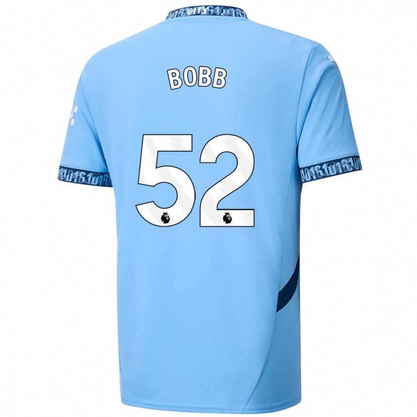 Niño Fútbol Camiseta Oscar Bobb #52 Azul Marino 1ª Equipación 2024/25 Perú