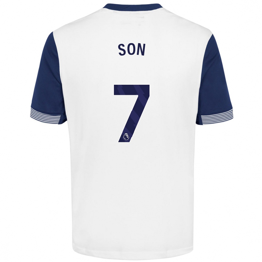 Niño Fútbol Camiseta Heung-Min Son #7 Blanco Azul 1ª Equipación 2024/25 Perú