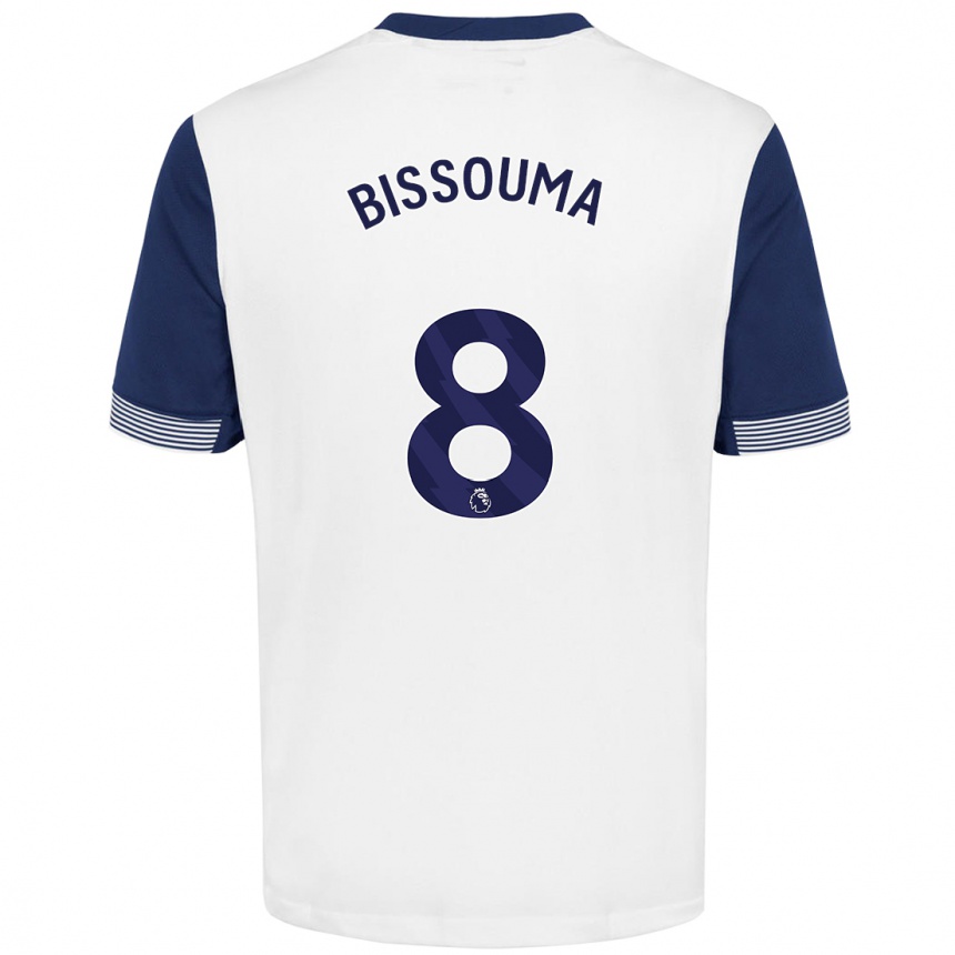 Niño Fútbol Camiseta Yves Bissouma #8 Blanco Azul 1ª Equipación 2024/25 Perú