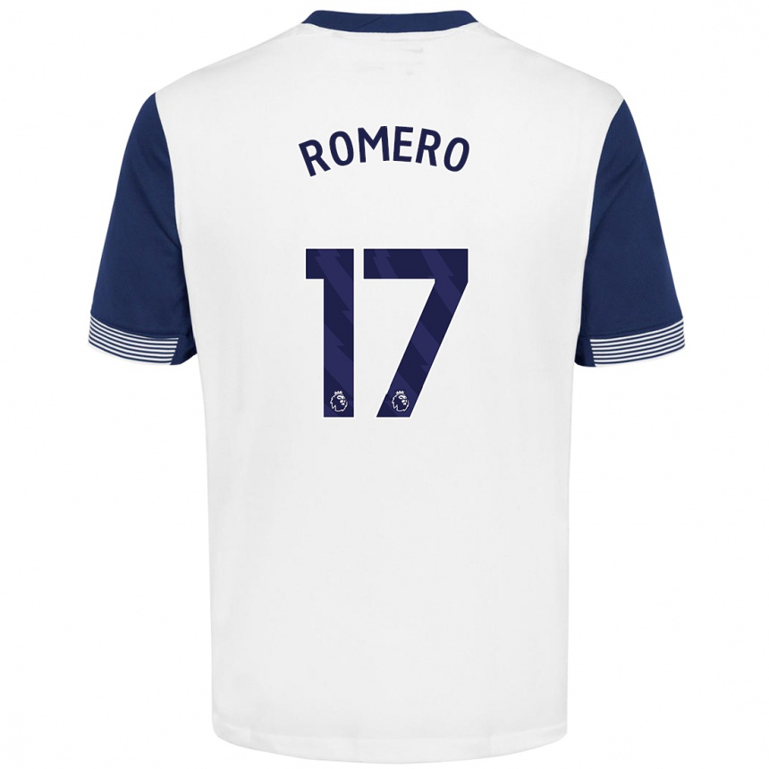 Niño Fútbol Camiseta Cristian Romero #17 Blanco Azul 1ª Equipación 2024/25 Perú