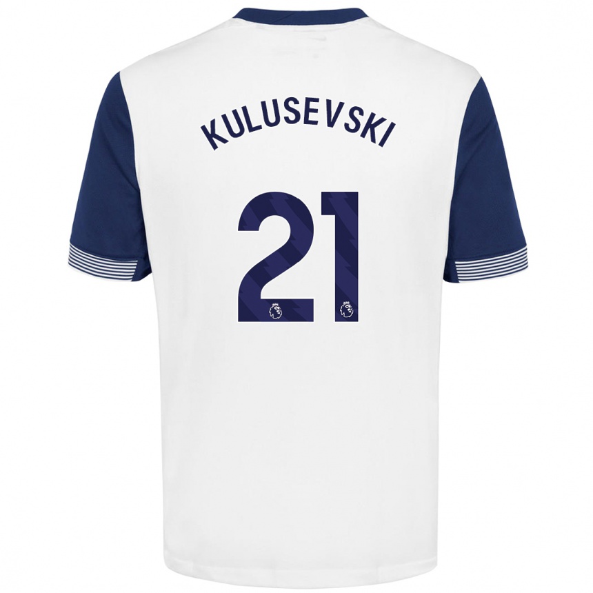 Niño Fútbol Camiseta Dejan Kulusevski #21 Blanco Azul 1ª Equipación 2024/25 Perú