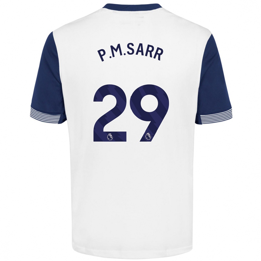 Niño Fútbol Camiseta Pape Matar Sarr #29 Blanco Azul 1ª Equipación 2024/25 Perú