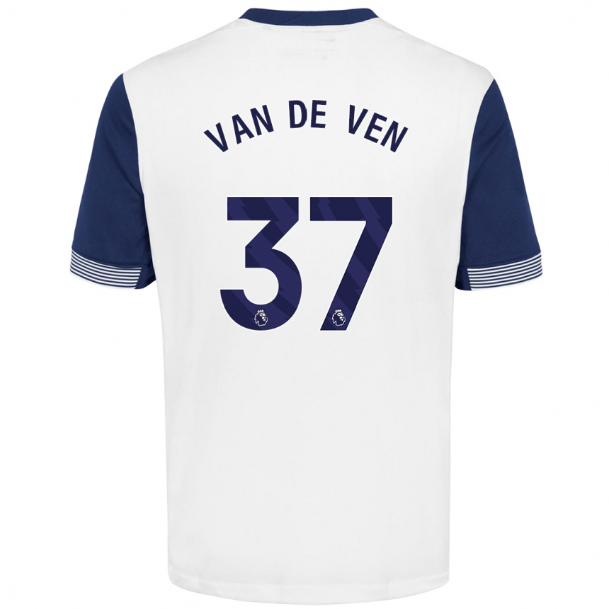 Niño Fútbol Camiseta Micky Van De Ven #37 Blanco Azul 1ª Equipación 2024/25 Perú