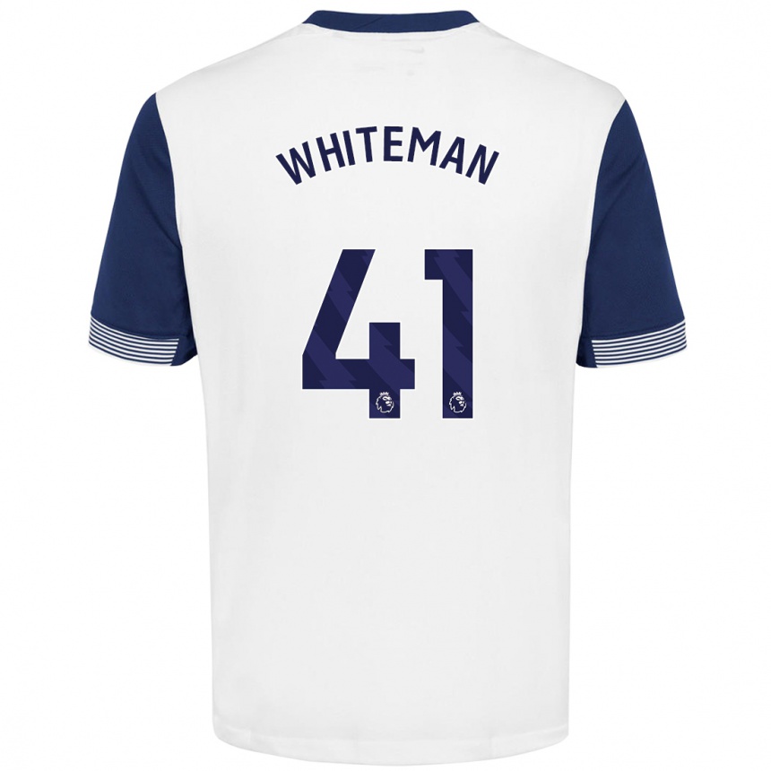 Niño Fútbol Camiseta Alfie Whiteman #41 Blanco Azul 1ª Equipación 2024/25 Perú