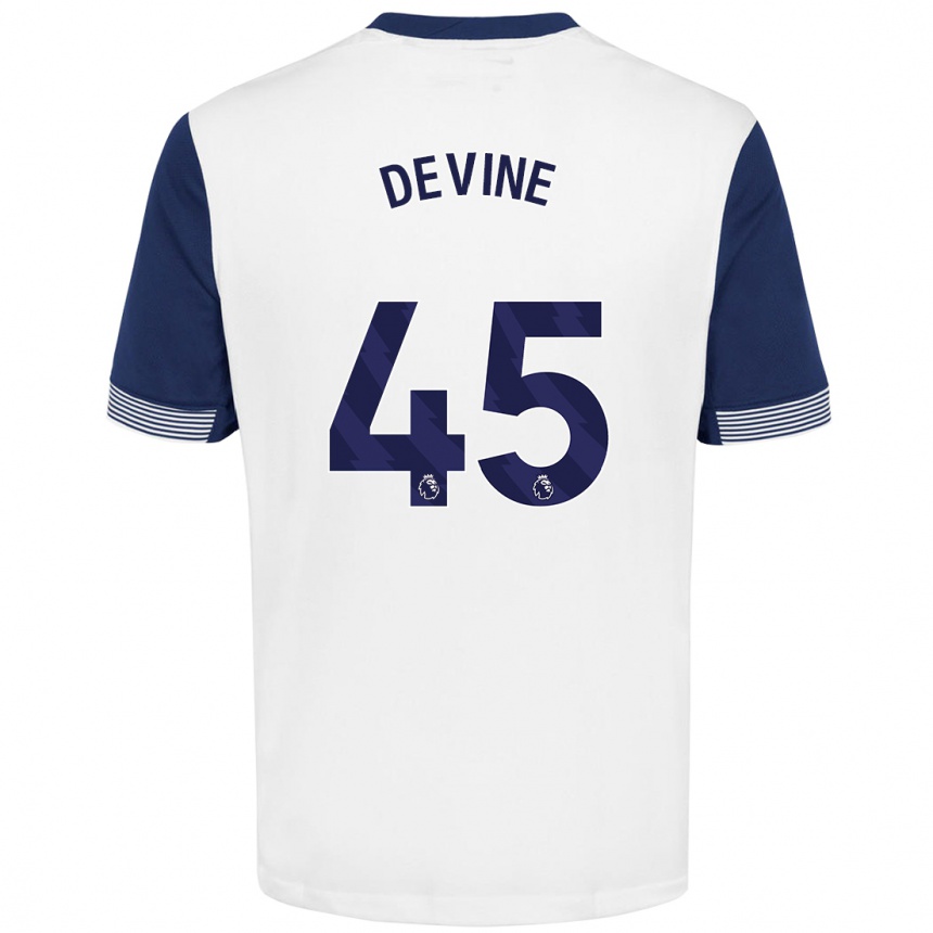 Niño Fútbol Camiseta Alfie Devine #45 Blanco Azul 1ª Equipación 2024/25 Perú