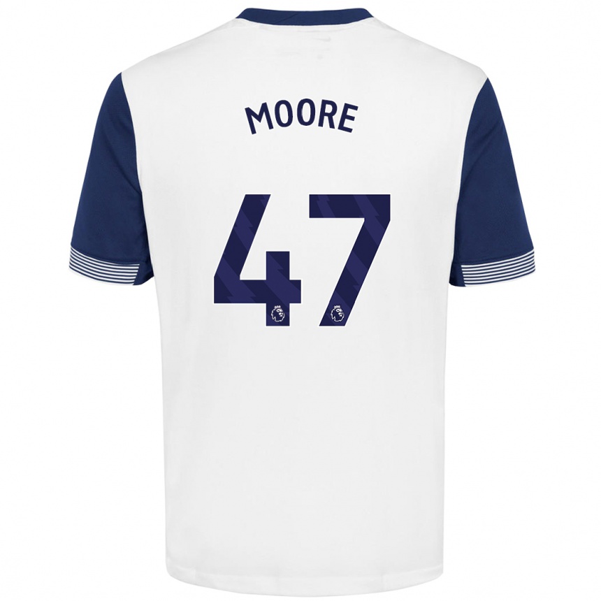 Niño Fútbol Camiseta Mikey Moore #47 Blanco Azul 1ª Equipación 2024/25 Perú