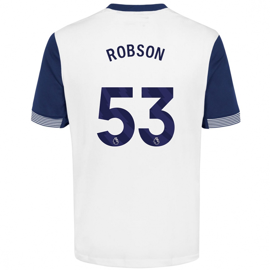 Niño Fútbol Camiseta Max Robson #53 Blanco Azul 1ª Equipación 2024/25 Perú