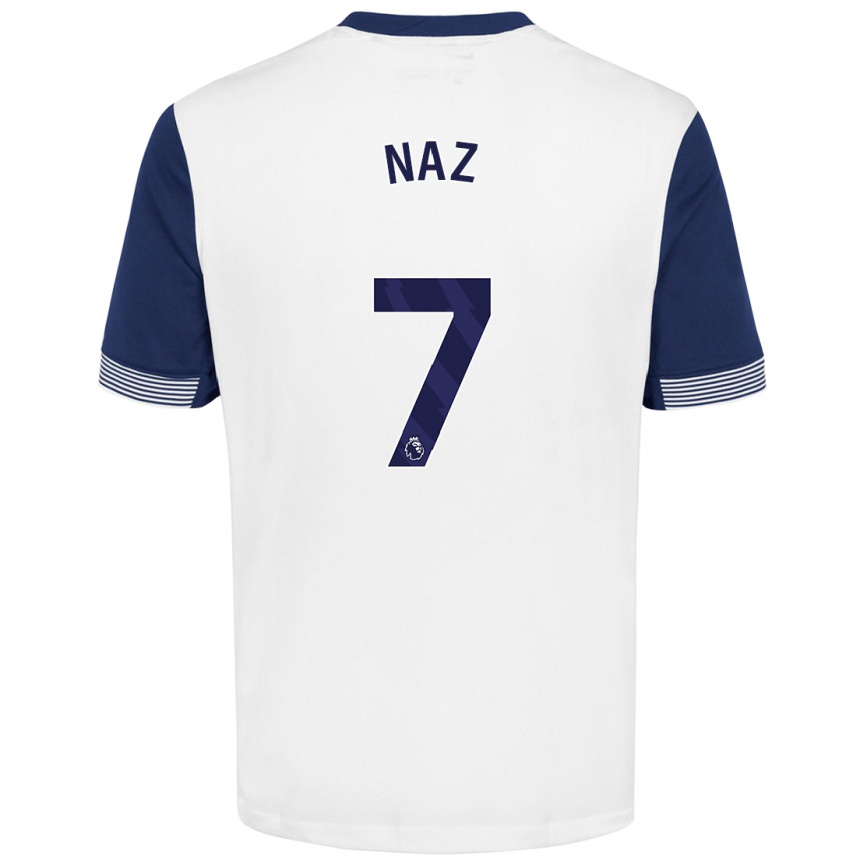 Niño Fútbol Camiseta Jessica Naz #7 Blanco Azul 1ª Equipación 2024/25 Perú