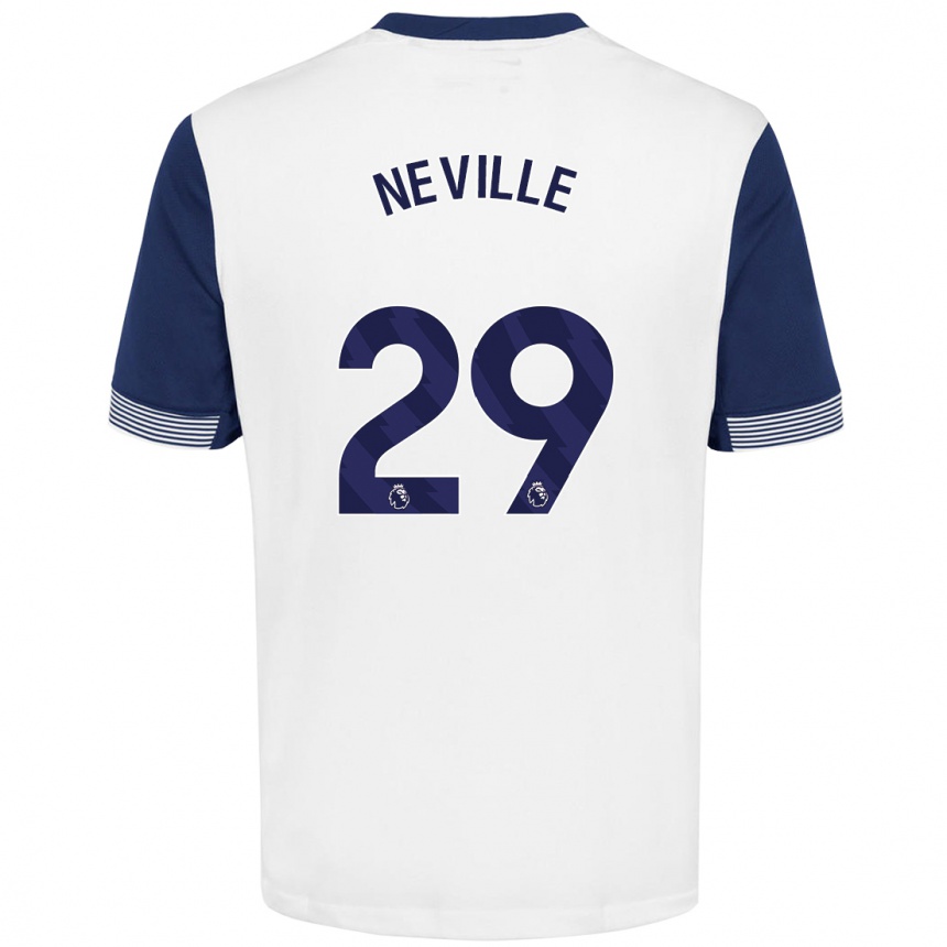 Niño Fútbol Camiseta Ashleigh Neville #29 Blanco Azul 1ª Equipación 2024/25 Perú