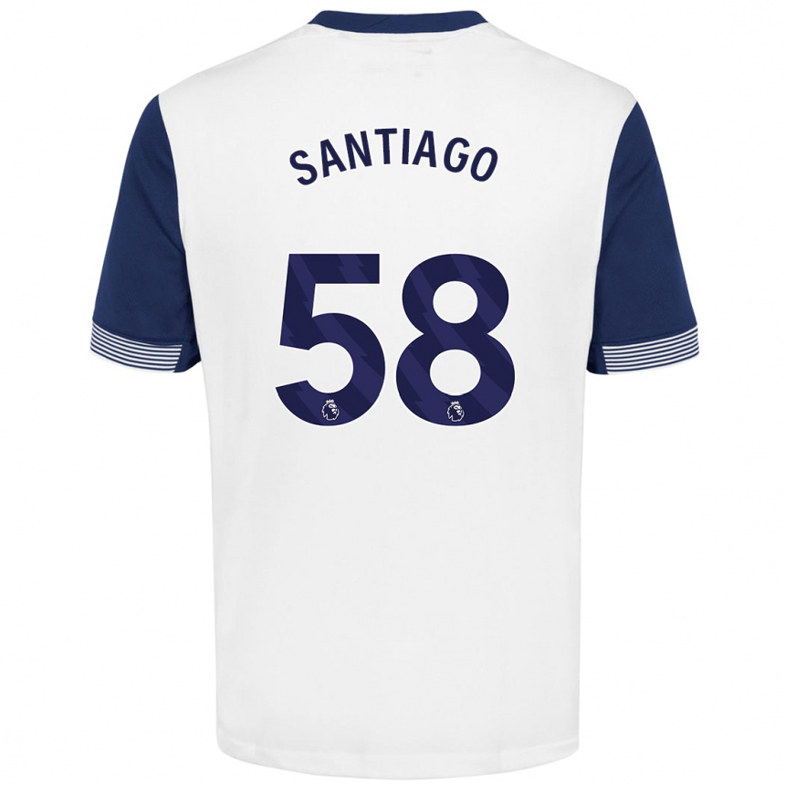 Niño Fútbol Camiseta Yago Santiago #58 Blanco Azul 1ª Equipación 2024/25 Perú