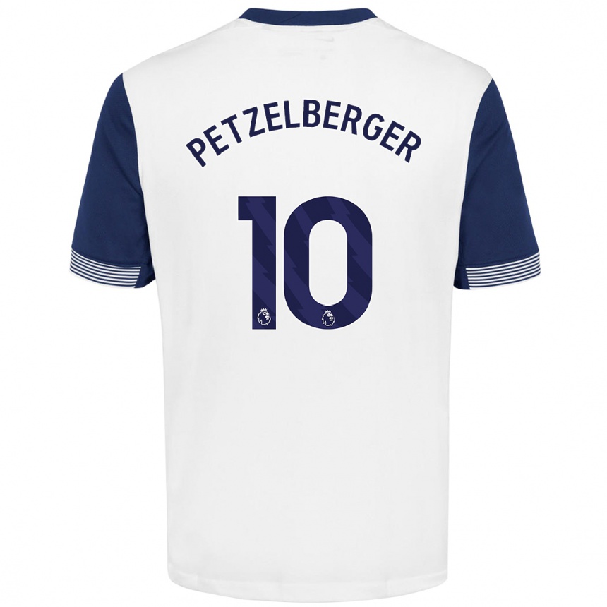 Niño Fútbol Camiseta Ramona Petzelberger #10 Blanco Azul 1ª Equipación 2024/25 Perú