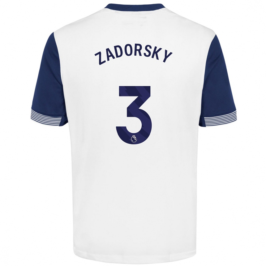 Niño Fútbol Camiseta Shelina Zadorsky #3 Blanco Azul 1ª Equipación 2024/25 Perú