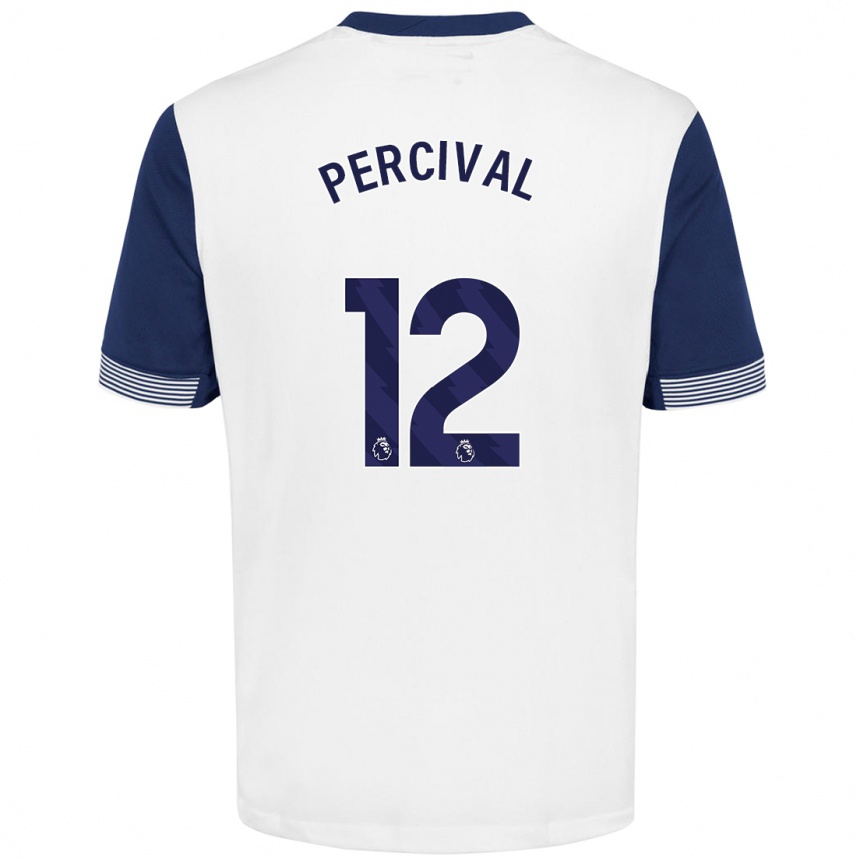 Niño Fútbol Camiseta Ria Percival #12 Blanco Azul 1ª Equipación 2024/25 Perú