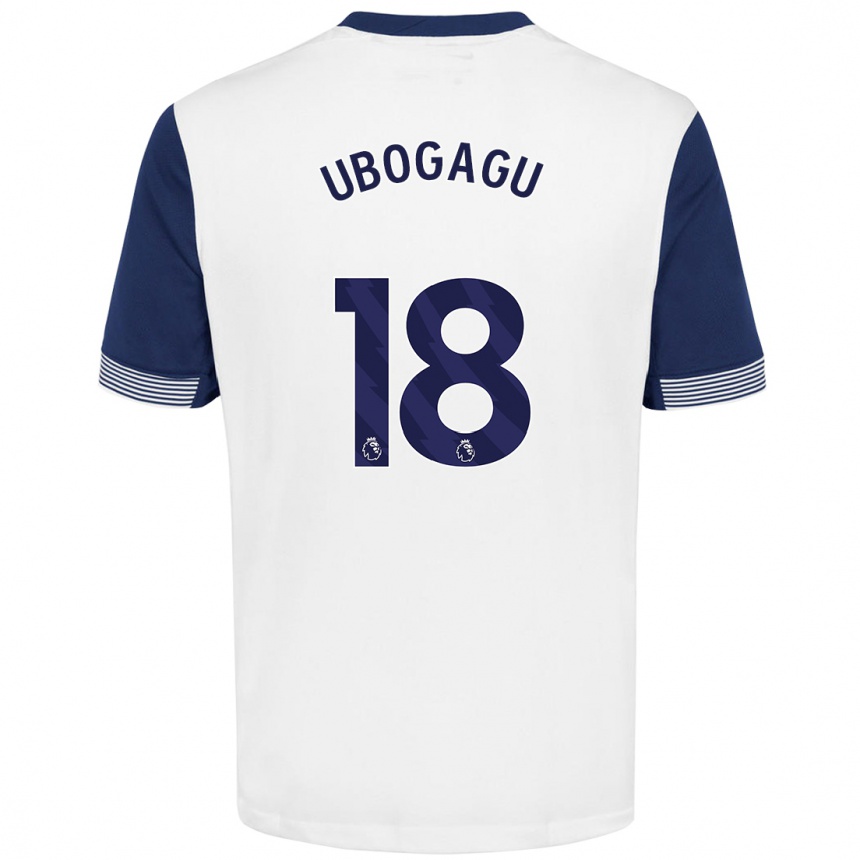 Niño Fútbol Camiseta Chioma Ubogagu #18 Blanco Azul 1ª Equipación 2024/25 Perú