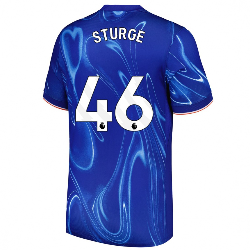 Niño Fútbol Camiseta Zak Sturge #46 Azul Blanco 1ª Equipación 2024/25 Perú