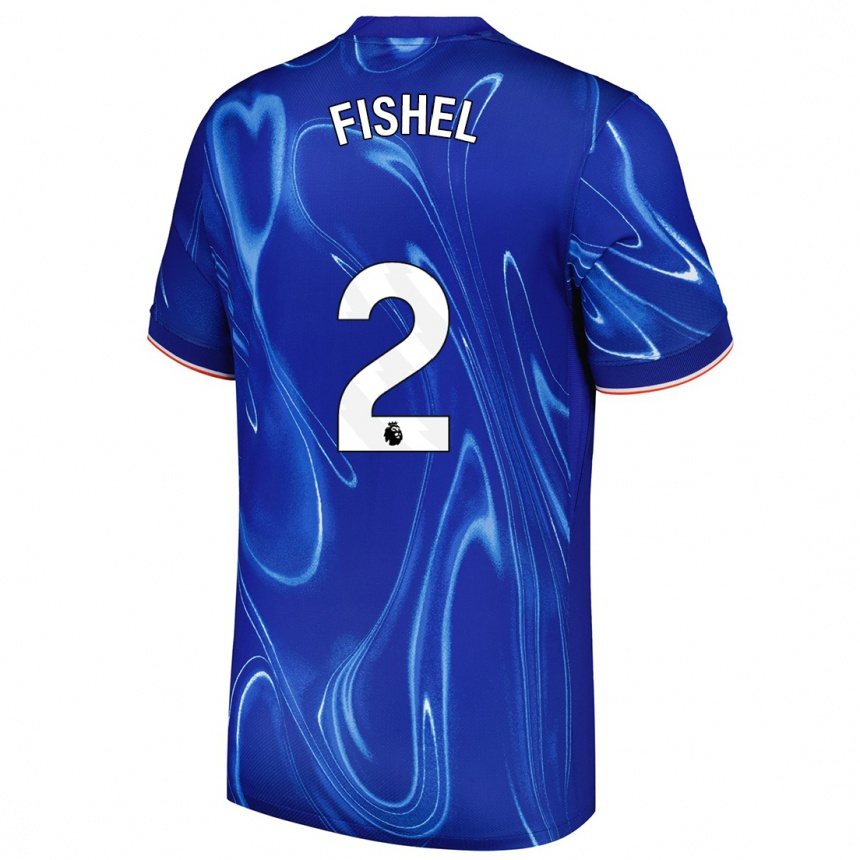 Niño Fútbol Camiseta Mia Fishel #2 Azul Blanco 1ª Equipación 2024/25 Perú