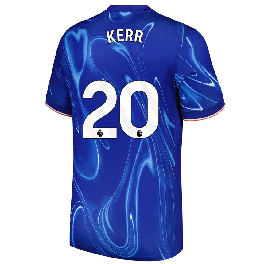 Niño Fútbol Camiseta Sam Kerr #20 Azul Blanco 1ª Equipación 2024/25 Perú