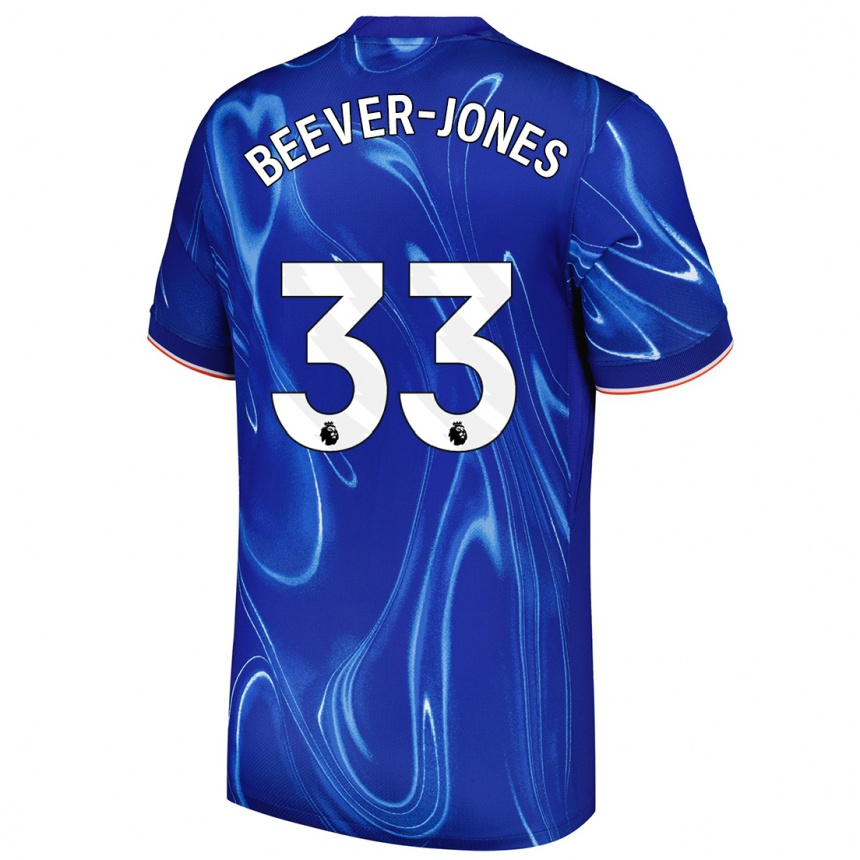 Niño Fútbol Camiseta Aggie Beever-Jones #33 Azul Blanco 1ª Equipación 2024/25 Perú