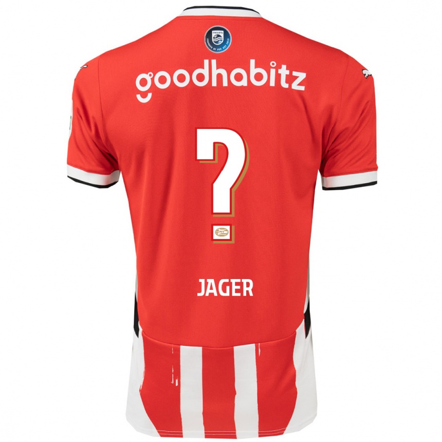 Niño Fútbol Camiseta Elvic Jager #0 Rojo Blanco 1ª Equipación 2024/25 Perú