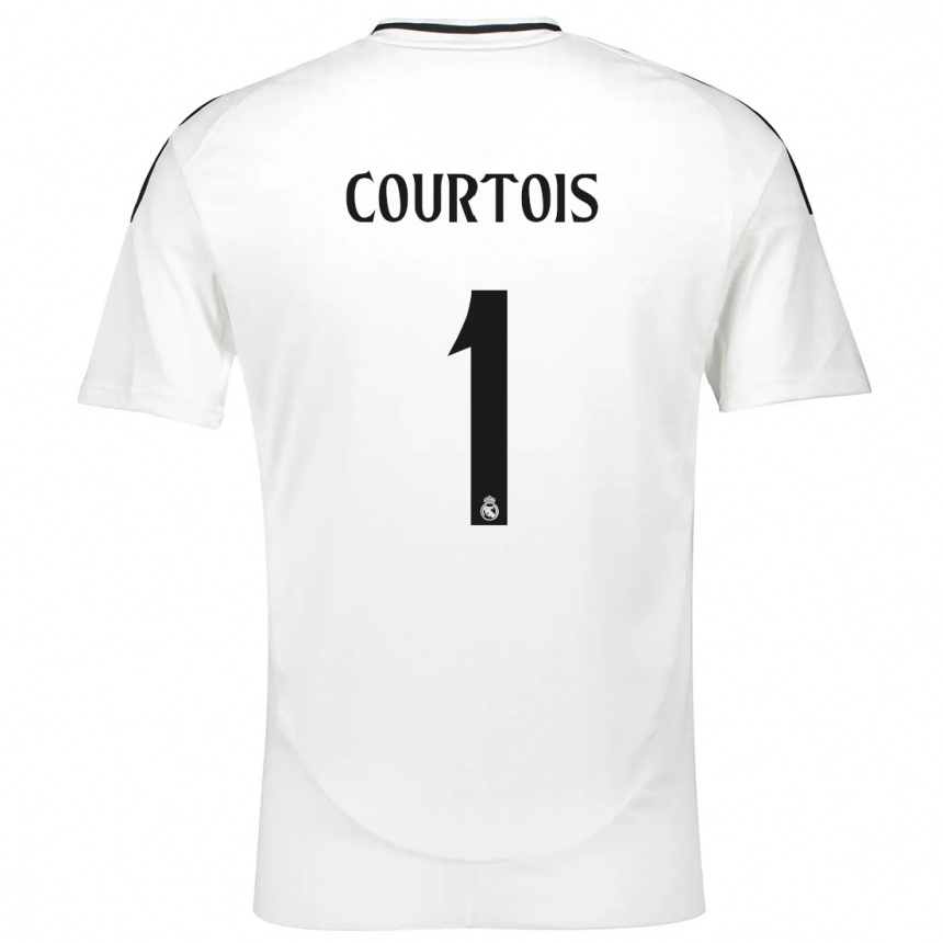 Niño Fútbol Camiseta Thibaut Courtois #1 Blanco 1ª Equipación 2024/25 Perú