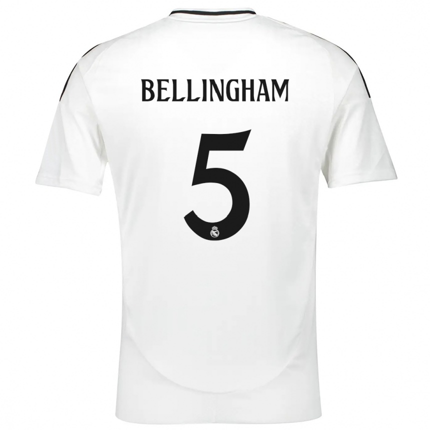 Niño Fútbol Camiseta Jude Bellingham #5 Blanco 1ª Equipación 2024/25 Perú