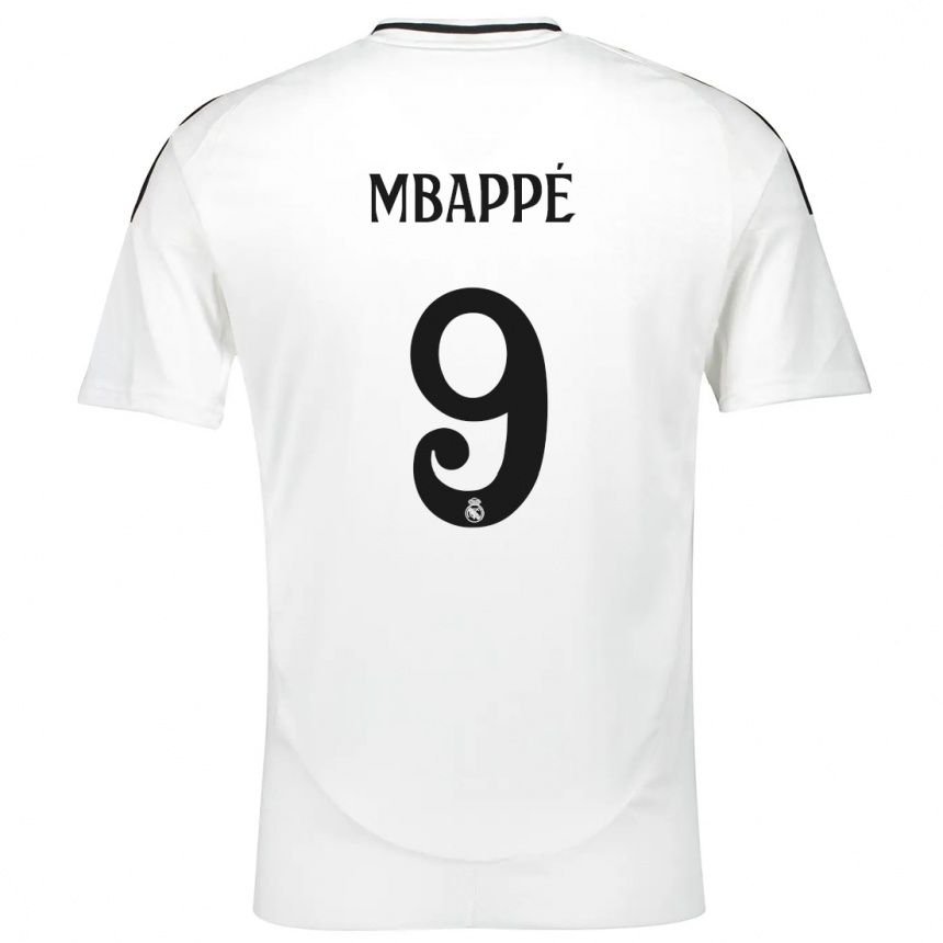 Niño Fútbol Camiseta Kylian Mbappe #9 Blanco 1ª Equipación 2024/25 Perú