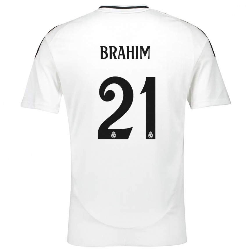 Niño Fútbol Camiseta Brahim Diaz #21 Blanco 1ª Equipación 2024/25 Perú