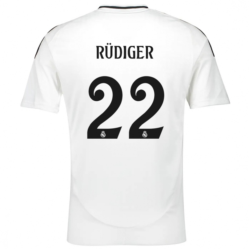 Niño Fútbol Camiseta Antonio Rudiger #22 Blanco 1ª Equipación 2024/25 Perú