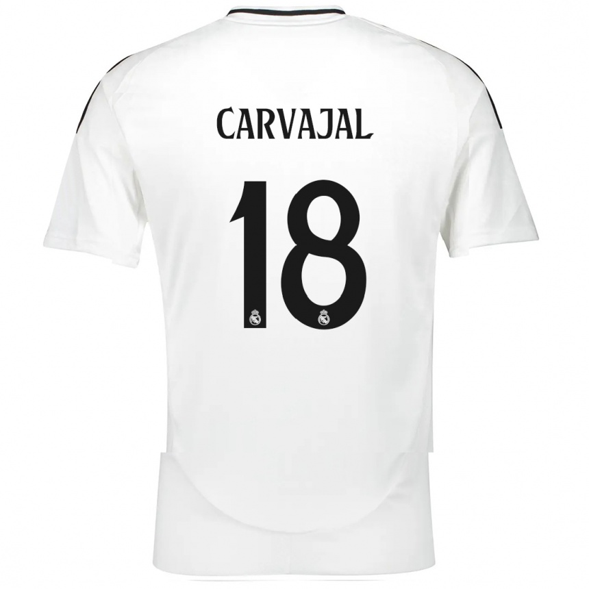 Niño Fútbol Camiseta Angel Carvajal #18 Blanco 1ª Equipación 2024/25 Perú