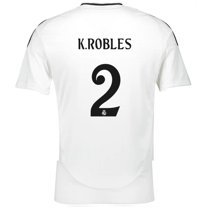 Niño Fútbol Camiseta Kenti Robles #2 Blanco 1ª Equipación 2024/25 Perú