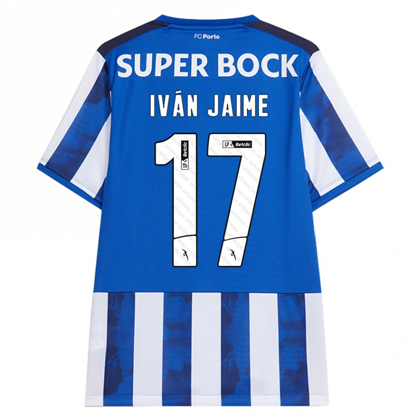 Niño Fútbol Camiseta Iván Jaime #17 Azul Blanco 1ª Equipación 2024/25 Perú