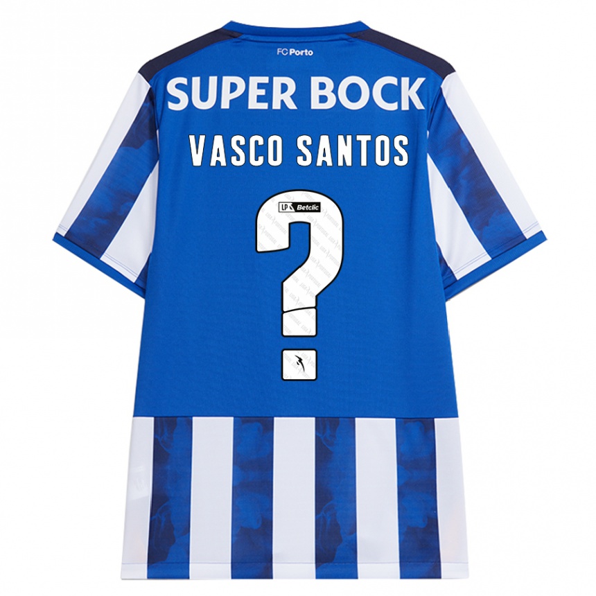 Niño Fútbol Camiseta Vasco Santos #0 Azul Blanco 1ª Equipación 2024/25 Perú