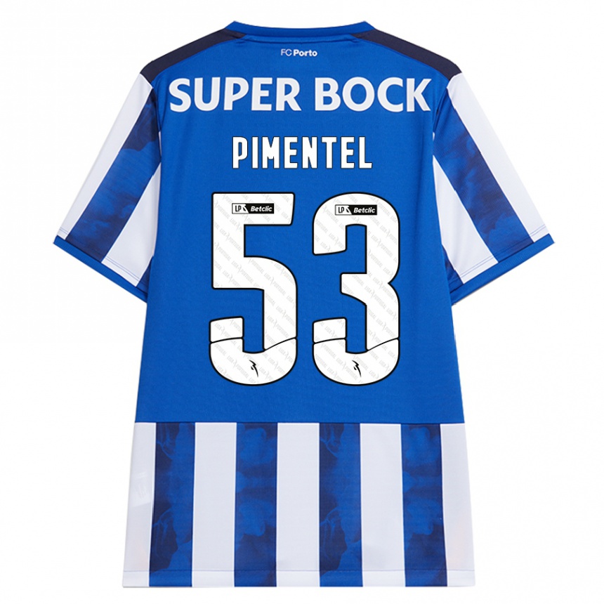 Niño Fútbol Camiseta Eric Pimentel #53 Azul Blanco 1ª Equipación 2024/25 Perú