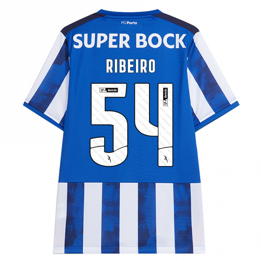 Niño Fútbol Camiseta António Ribeiro #54 Azul Blanco 1ª Equipación 2024/25 Perú