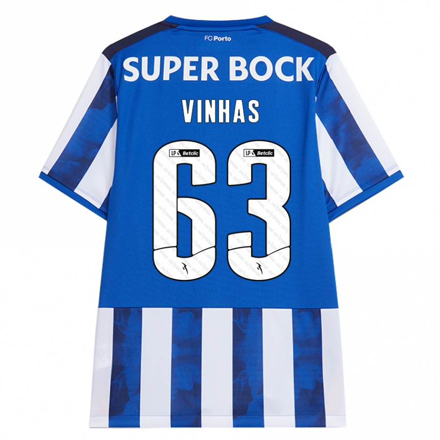 Niño Fútbol Camiseta David Vinhas #63 Azul Blanco 1ª Equipación 2024/25 Perú