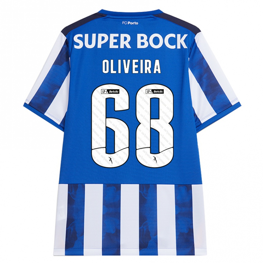 Niño Fútbol Camiseta André Oliveira #68 Azul Blanco 1ª Equipación 2024/25 Perú