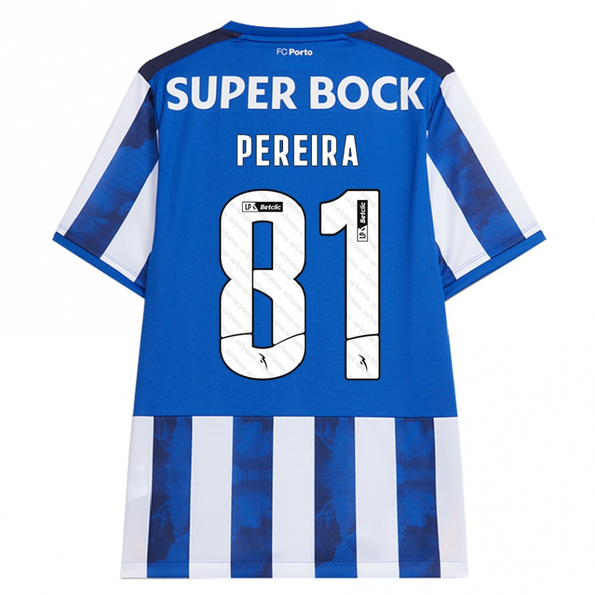 Niño Fútbol Camiseta Martim Pereira #81 Azul Blanco 1ª Equipación 2024/25 Perú