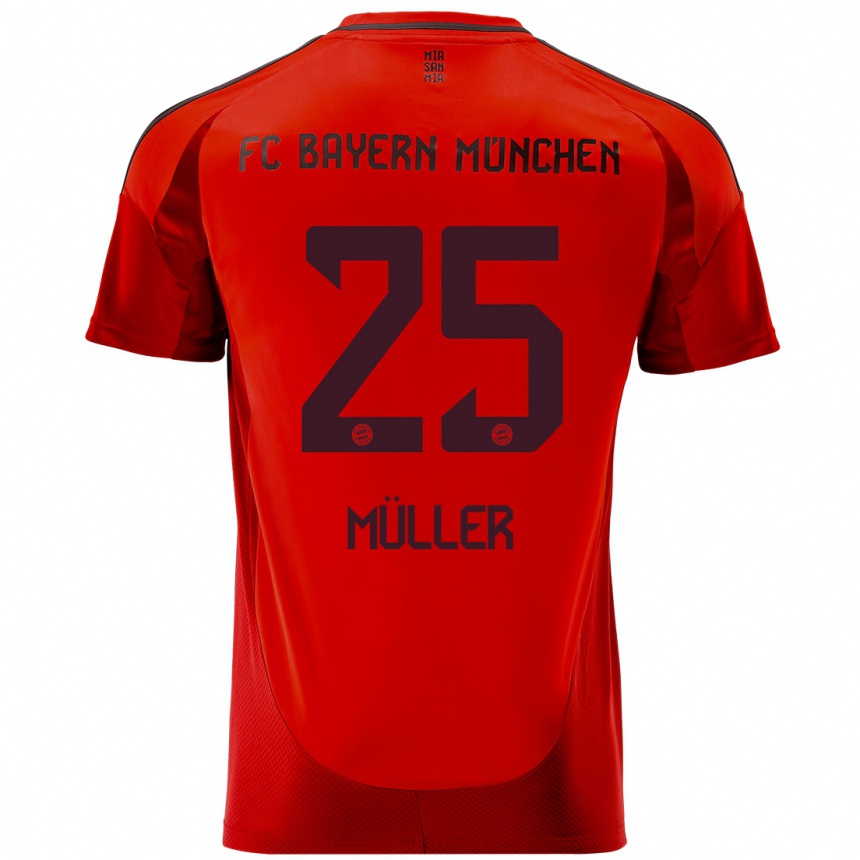 Niño Fútbol Camiseta Thomas Muller #25 Rojo 1ª Equipación 2024/25 Perú