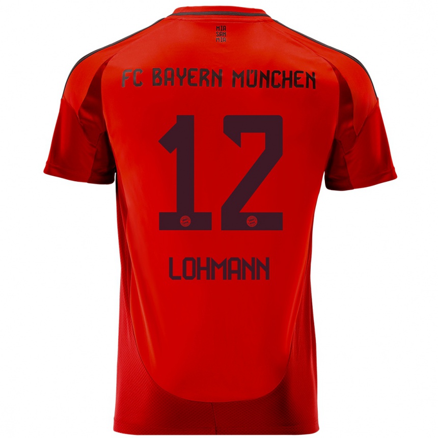 Niño Fútbol Camiseta Sydney Lohmann #12 Rojo 1ª Equipación 2024/25 Perú