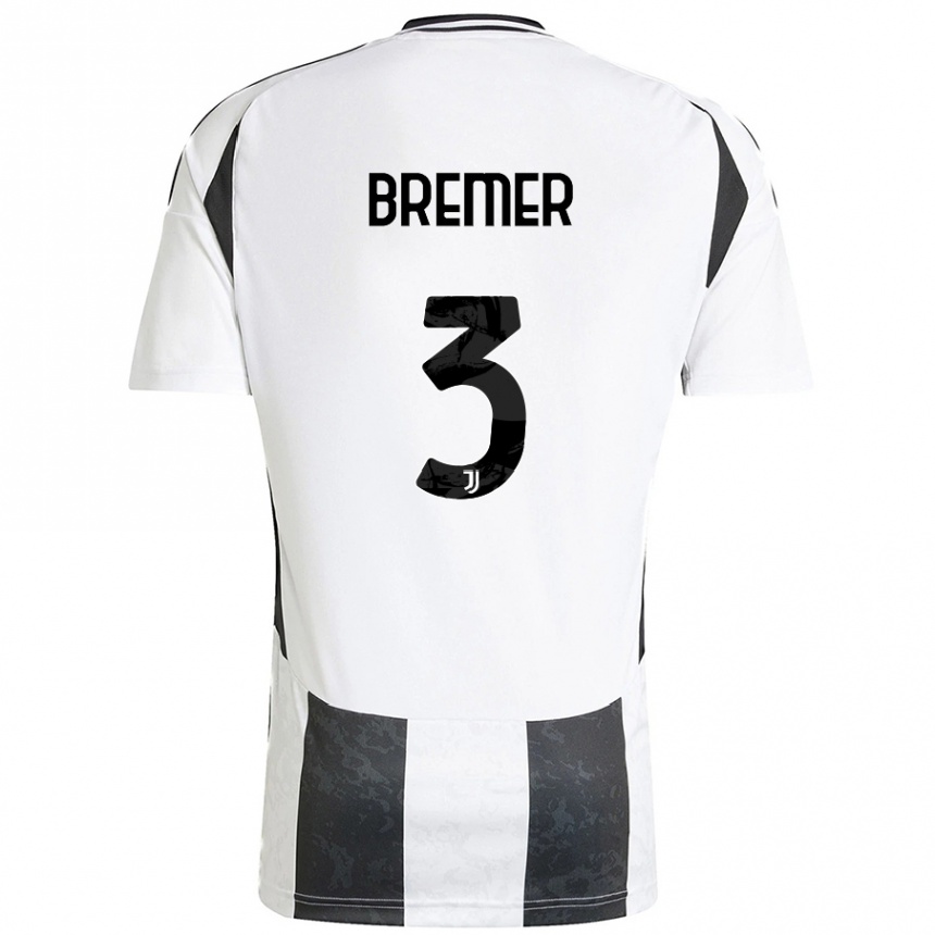 Niño Fútbol Camiseta Bremer #3 Blanco Negro 1ª Equipación 2024/25 Perú