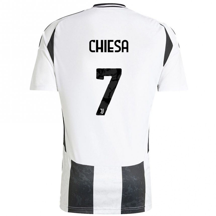 Niño Fútbol Camiseta Federico Chiesa #7 Blanco Negro 1ª Equipación 2024/25 Perú