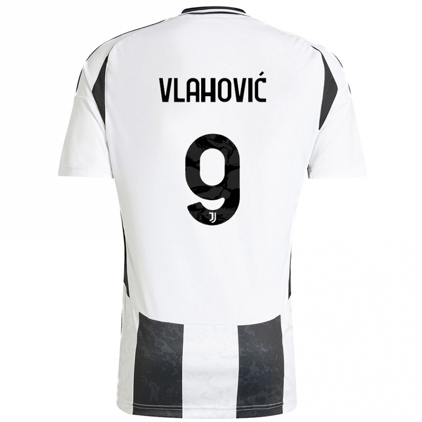 Niño Fútbol Camiseta Dusan Vlahovic #9 Blanco Negro 1ª Equipación 2024/25 Perú