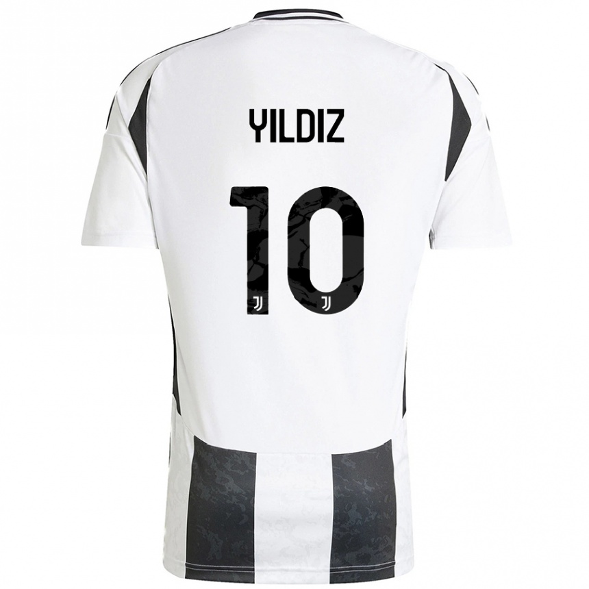 Niño Fútbol Camiseta Kenan Yildiz #10 Blanco Negro 1ª Equipación 2024/25 Perú